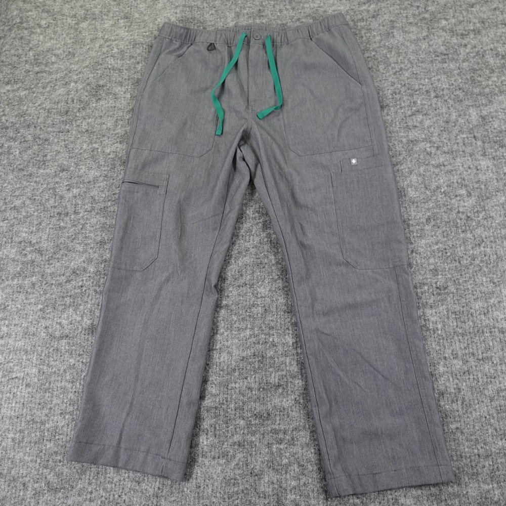 Figs Scrub Pants Mens Medium Grey Cairo Cargo Pockets Zip Nurse‎ Inseam 26.5''